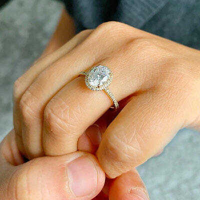 Pre-owned Knr Gia Certified 14k Solid Yellow Gold Oval Cut Diamond Engagement Rings 1.50ctw In White