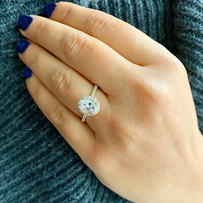 Pre-owned Knr Gia Certified 14k Solid Yellow Gold Oval Cut Diamond Engagement Rings 1.50ctw In White
