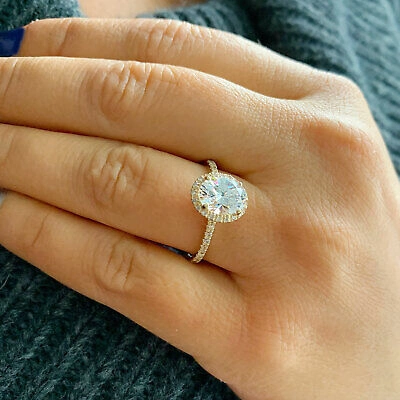 Pre-owned Knr Gia Certified 14k Solid Yellow Gold Oval Cut Diamond Engagement Rings 1.50ctw In White
