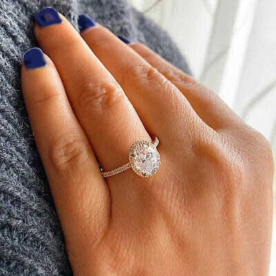 Pre-owned Knr Gia Certified 14k Solid Yellow Gold Oval Cut Diamond Engagement Rings 1.50ctw In White