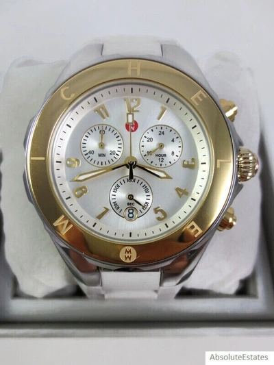 Pre-owned Michele Jelly Bean Tahitian Two Tone Gold & Silver Wheat Watch Mww12f000103