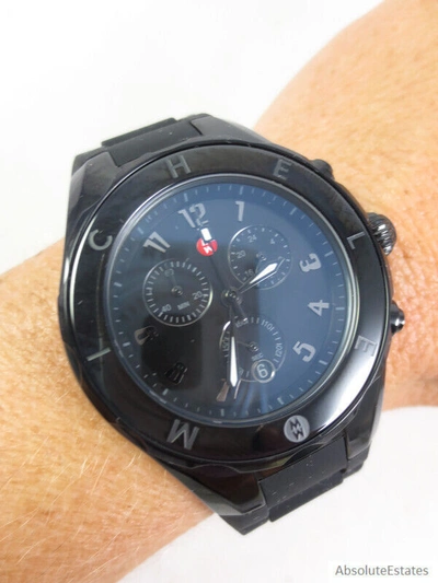 Pre-owned Michele Jelly Bean Tahitian Black Watch Mww12f000104 + Box