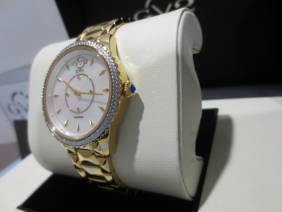 Pre-owned Gv2 By Gevril Women's 11702 Siena Diamonds Ip Gold Ip Steel Swiss Quartz Watch