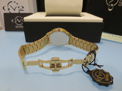 Pre-owned Gv2 By Gevril Women's 11702 Siena Diamonds Ip Gold Ip Steel Swiss Quartz Watch