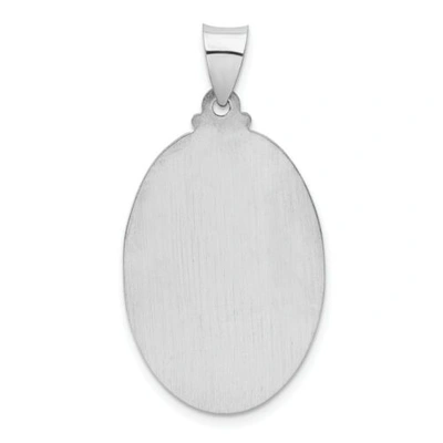 Pre-owned Goldia 14k White Gold Satin & Polished St. Christopher Protect Us Medal Oval Pendant