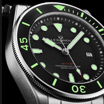 Pre-owned Alexander Vathos 3 Men's Stainless Steel Automatic Professional Divers Watch