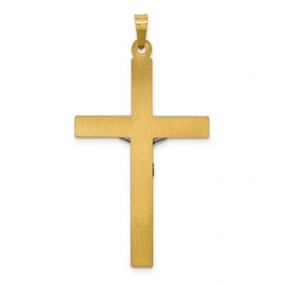Pre-owned Goldia 14k Yellow And White Gold Solid Polished Hollow Inri Crucifix Pendant