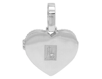 Pre-owned Jewelry Unlimited 10k White Gold Baguette 2 1/2 Ct Real Diamond Heart Memory Locket 1.5" Pendant In G-h
