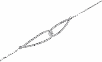 Pre-owned Jfl Diamonds & Timepieces Diamond Fashion Designer Bracelet 10k White Gold Single Strand Rolo Link 1/3 Ct.