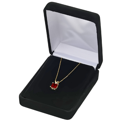 Pre-owned Pucci 3.0ct Princess Cut Natural Red Garnet Pendant Necklace 18" Chain 14k Yellow Gold