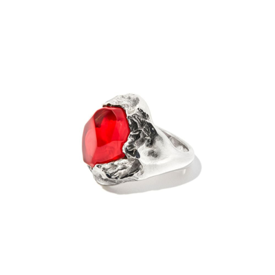 Shop Lyly Erlandsson Sterling Silver Fahrenheit Crystal Signet Ring