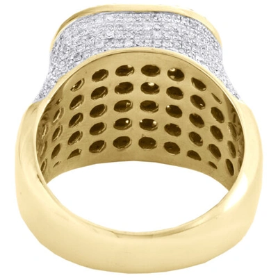 Pre-owned Jfl Diamonds & Timepieces 10k Yellow Gold Round & Baguette Diamond 18mm Square Cluster Pinky Ring 2.30 Ct. In White