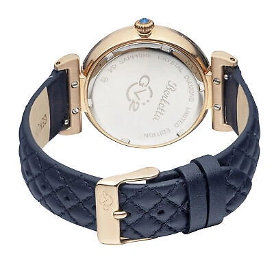 Pre-owned Gv2 By Gevril Women's 1509-v3 Berletta Vegan Diamonds Blue Leather Swiss Watch
