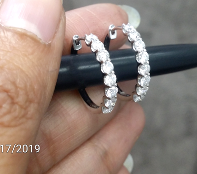 Pre-owned Handmade Deal 1.00 Carat Natural Round Diamonds Hoops Huggies Earrings In 14k Gold In White