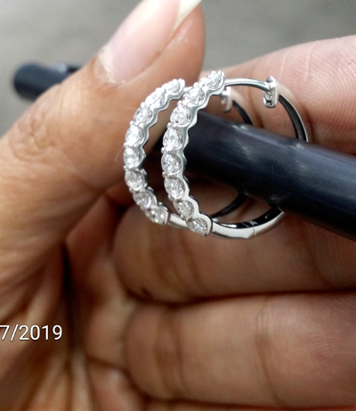 Pre-owned Handmade Deal 1.00 Carat Natural Round Diamonds Hoops Huggies Earrings In 14k Gold In White