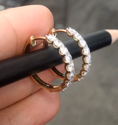 Pre-owned Handmade Deal 1.00 Carat Natural Round Diamonds Hoops Huggies Earrings In 14k Gold In White