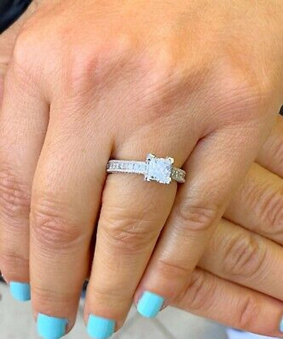 Pre-owned Knr Gia Certified 14k Solid White Gold Princess Cut Diamond Engagement Ring 2.00ctw