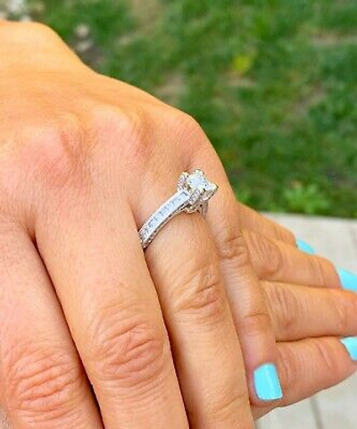 Pre-owned Knr Gia Certified 14k Solid White Gold Princess Cut Diamond Engagement Ring 2.00ctw