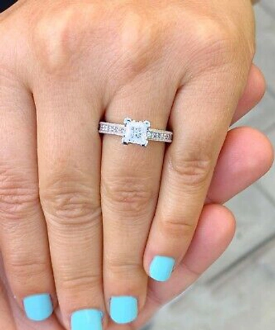 Pre-owned Knr Gia Certified 14k Solid White Gold Princess Cut Diamond Engagement Ring 2.00ctw