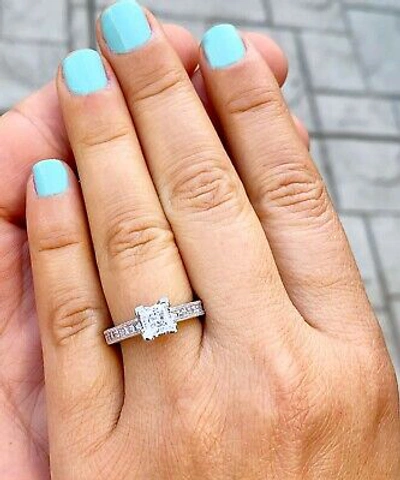 Pre-owned Knr Gia Certified 14k Solid White Gold Princess Cut Diamond Engagement Ring 2.00ctw