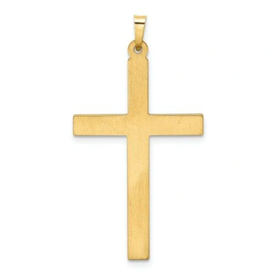 Pre-owned Goldia 14k Yellow Gold Polished Hollow Flat Latin Cross Christianity Religious Pendant