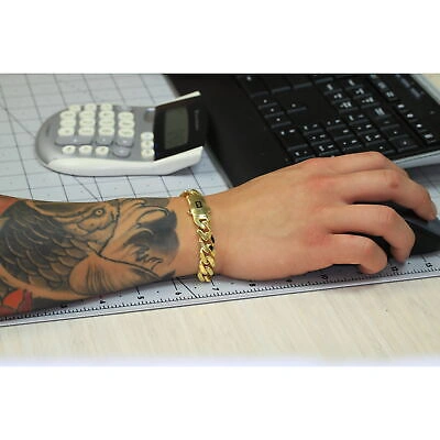 Pre-owned Nuragold 14k Yellow Gold Royal Monaco Miami Cuban Link 15mm Curb Chain Mens Bracelet 8"