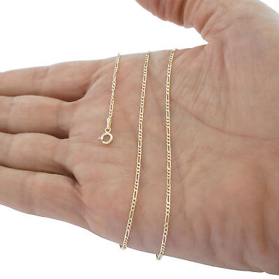 Pre-owned Nuragold 14k White Gold Solid 2.25mm Italy Figaro Link Chain Womens Pendant Necklace 18"