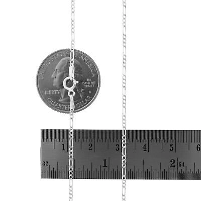 Pre-owned Nuragold 14k White Gold Solid 2.25mm Italy Figaro Link Chain Womens Pendant Necklace 18"