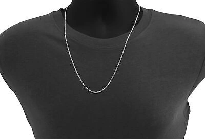 Pre-owned Nuragold 14k White Gold Solid 2.25mm Italy Figaro Link Chain Womens Pendant Necklace 18"