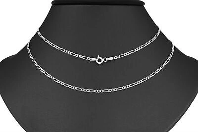 Pre-owned Nuragold 14k White Gold Solid 2.25mm Italy Figaro Link Chain Womens Pendant Necklace 18"