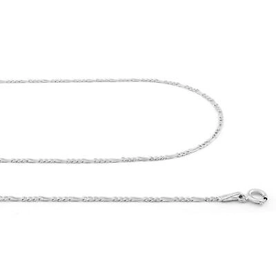 Pre-owned Nuragold 14k White Gold Solid 2.25mm Italy Figaro Link Chain Womens Pendant Necklace 18"