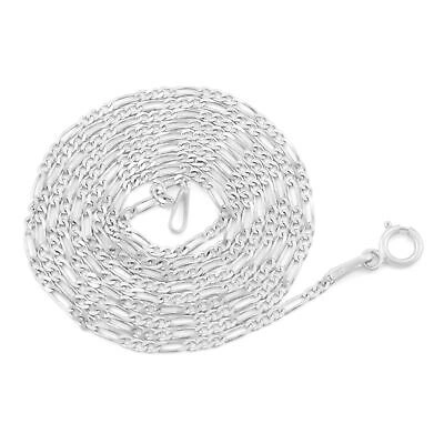 Pre-owned Nuragold 14k White Gold Solid 2.25mm Italy Figaro Link Chain Womens Pendant Necklace 18"