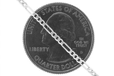 Pre-owned Nuragold 14k White Gold Solid 2.25mm Italy Figaro Link Chain Womens Pendant Necklace 18"