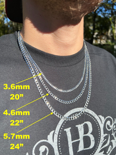 Pre-owned Harlembling Real Solid 14k White Gold Curb Miami Cuban Link Chain 16-30" 2.5-5.7mm Necklace