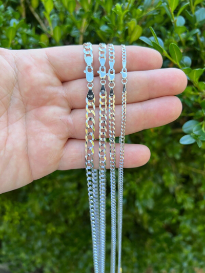 Pre-owned Harlembling Real Solid 14k White Gold Curb Miami Cuban Link Chain 16-30" 2.5-5.7mm Necklace