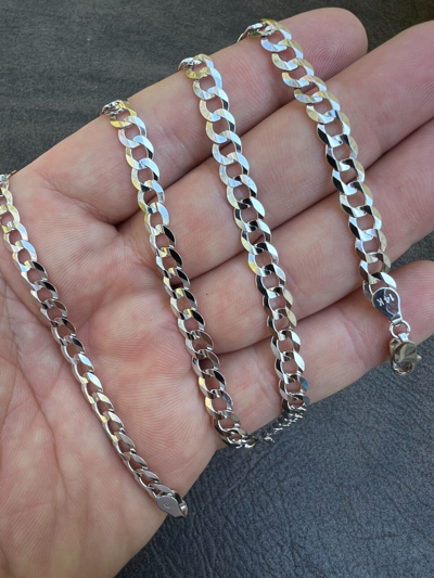 Pre-owned Harlembling Real Solid 14k White Gold Curb Miami Cuban Link Chain 16-30" 2.5-5.7mm Necklace
