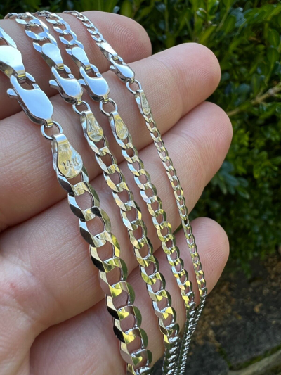 Pre-owned Harlembling Real Solid 14k White Gold Curb Miami Cuban Link Chain 16-30" 2.5-5.7mm Necklace