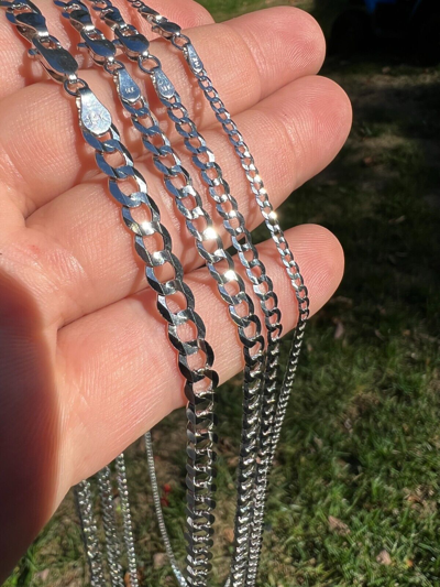 Pre-owned Harlembling Real Solid 14k White Gold Curb Miami Cuban Link Chain 16-30" 2.5-5.7mm Necklace