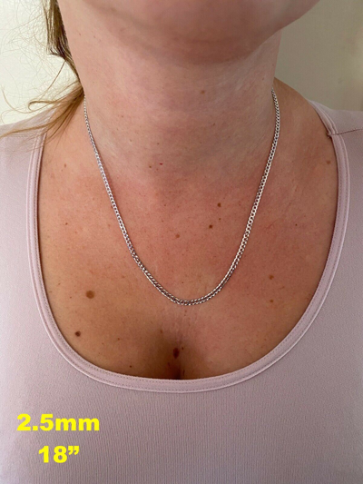 Pre-owned Harlembling Real Solid 14k White Gold Curb Miami Cuban Link Chain 16-30" 2.5-5.7mm Necklace