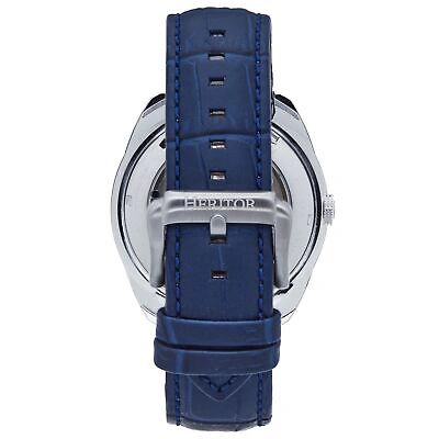 Pre-owned Heritor Automatic Roman Semi-skeleton Leather-band Watch - Silver/navy