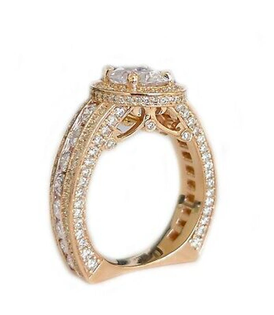 Pre-owned Knr Gia Certified 14k Solid Rose Gold Oval Cut Diamond Engagement Ring Halo 4.00ctw In White