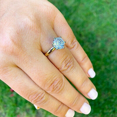 Pre-owned Knr Gia Certified 14k Solid Yellow Gold Round Cut Diamond Engagement Rings 2.00ctw In White