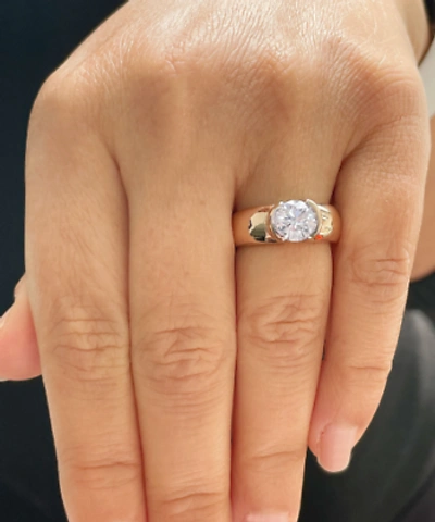 Pre-owned Knr Gia Certified 14k Solid Rose Gold Round Cut Diamond Engagement Ring Bezel 1.20ct In White