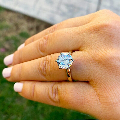 Pre-owned Knr Gia Certified 14k Solid Yellow Gold Round Cut Diamond Engagement Rings 2.00ctw In White