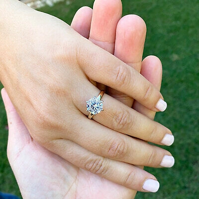 Pre-owned Knr Gia Certified 14k Solid Yellow Gold Round Cut Diamond Engagement Rings 2.00ctw In White