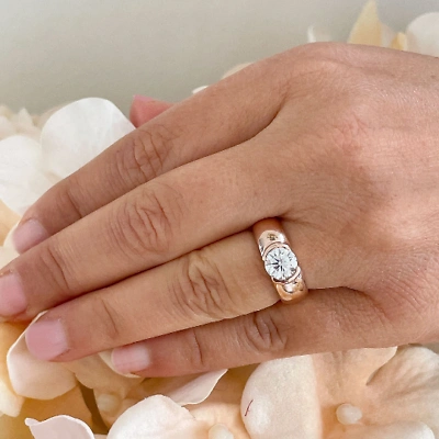 Pre-owned Knr Gia Certified 14k Solid Rose Gold Round Cut Diamond Engagement Ring Bezel 1.20ct In White