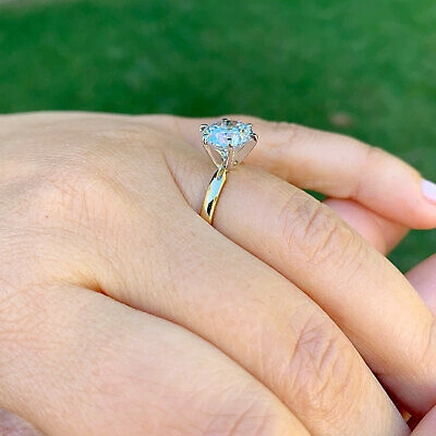 Pre-owned Knr Gia Certified 14k Solid Yellow Gold Round Cut Diamond Engagement Rings 2.00ctw In White