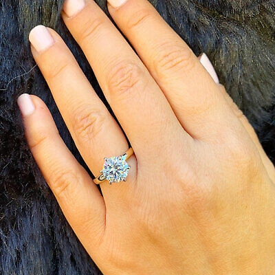 Pre-owned Knr Gia Certified 14k Solid Yellow Gold Round Cut Diamond Engagement Rings 2.00ctw In White