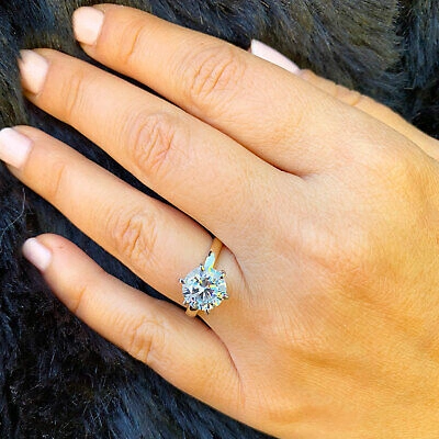 Pre-owned Knr Gia Certified 14k Solid Yellow Gold Round Cut Diamond Engagement Rings 2.00ctw In White
