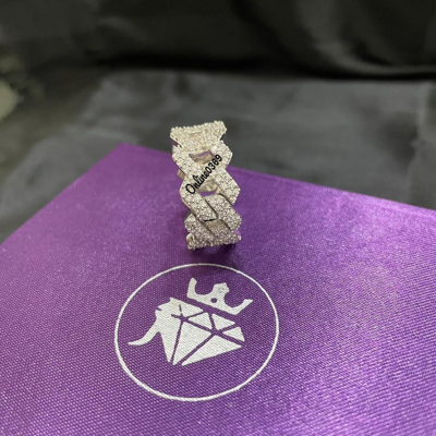 Pre-owned Online0369 Men's Cuban Eternity Band Ring 1ct Vvs Natural Moissanite Sterling 925 Silver In White